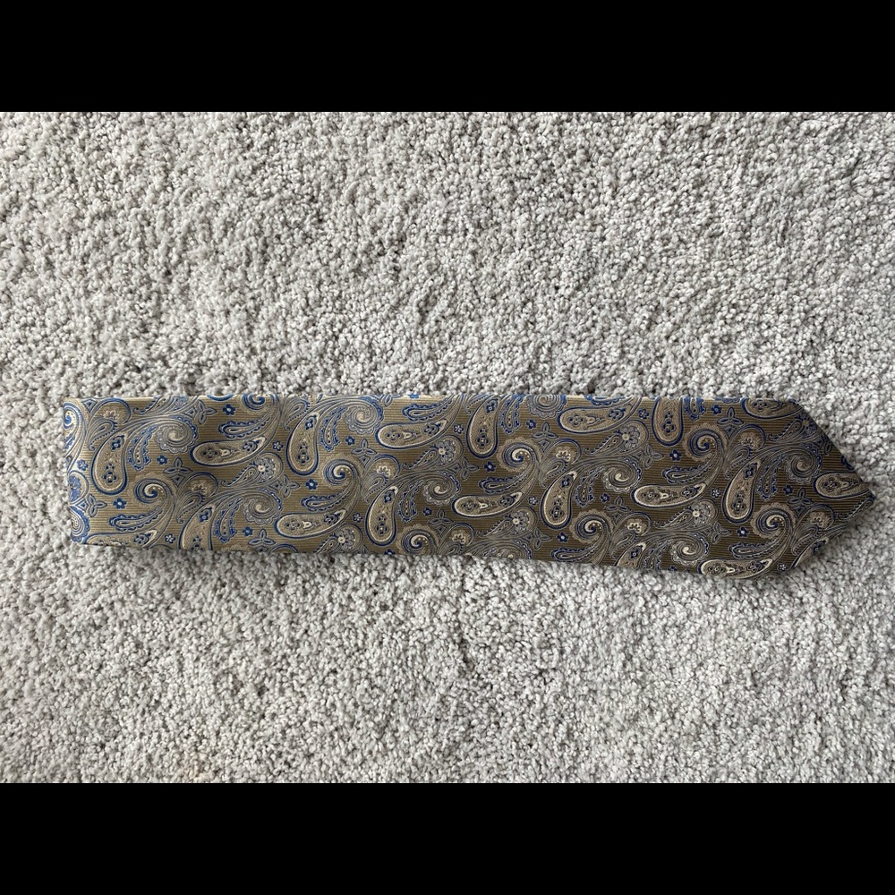 Tasso Elba paisley tie in brown and blue